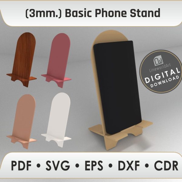 Laser Cut Wood Phone Stand Svg, Phone Holder for Desk, Laser Cut Template, Cnc Files for Wood