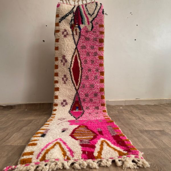 MOROCCAN HALLWAY RUG – Custom Runner rug – Handmade runner carpet – narrow morrocan rug – Pink Berber rug- Beni ourain rug- Genuine wool rug
