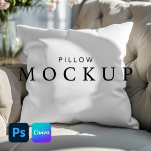 Pillow Mockup, Spun Polyester Square Pillow All Over Print Boho Pillow Mock up, Canva Drag and Drop, PSD Smart Object Mockup Template