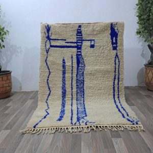 Moroccan Blue rug, White Blue rug Authentic Moroccan rug, Berber carpet, Genuine Wool rug, Handmade rug, Beni ourain style