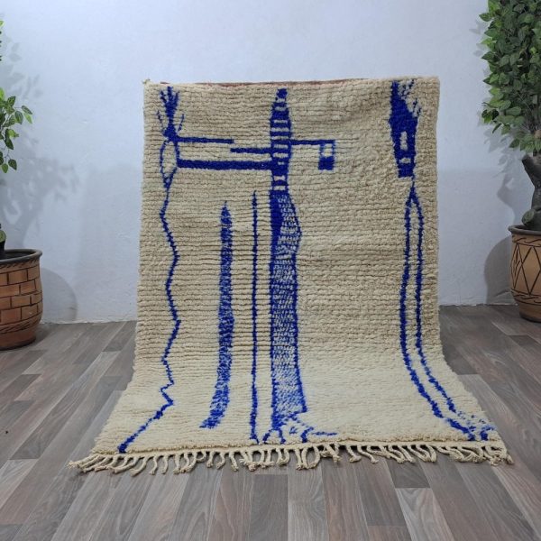 Moroccan Blue rug, White Blue rug Authentic Moroccan rug, Berber carpet, Genuine Wool rug, Handmade rug, Beni ourain style