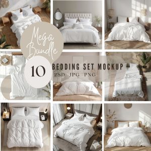 Bedding Set Mockup Bundle 10,Duvet and Pillow Mockups PSD, Blanket Mockup,Bedding Mock Up Canva Drag and Drop,Pillow and Blanket Mockup |330
