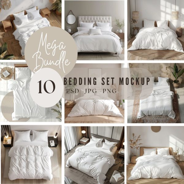 Bedding Set Mockup Bundle 10,Duvet and Pillow Mockups PSD, Blanket Mockup,Bedding Mock Up Canva Drag and Drop,Pillow and Blanket Mockup |330