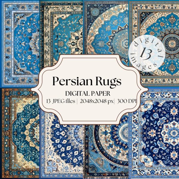 Printable Persian Rug Digital Paper, Carpet Digital Paper, Ornament Background, Parsian Carpet Backdrop, Download Junk Journal, Scrapbooking