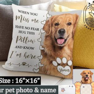 Dog Memorial Pillow,Pet Memorial Gift,Custom Loss of Pet Sympathy Gift with Pet’s Picture,Pet Loss Gift,gift for dog cat lover,best dog
