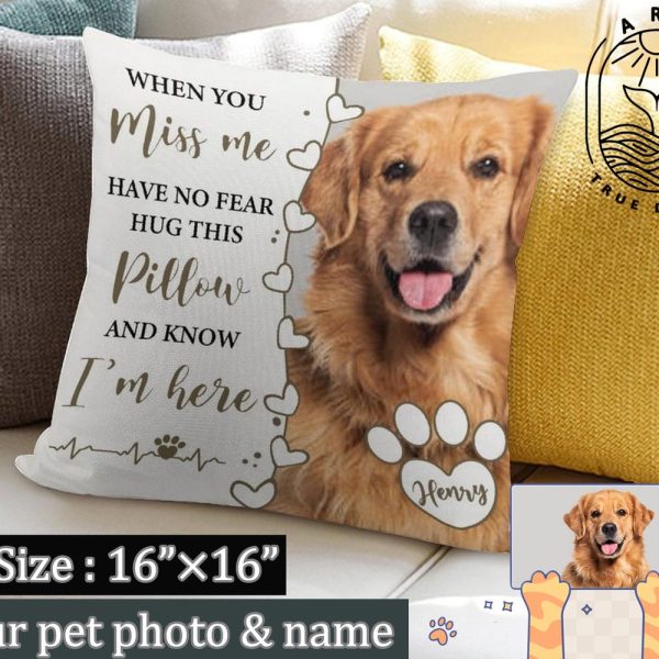 Dog Memorial Pillow,Pet Memorial Gift,Custom Loss of Pet Sympathy Gift with Pet’s Picture,Pet Loss Gift,gift for dog cat lover,best dog