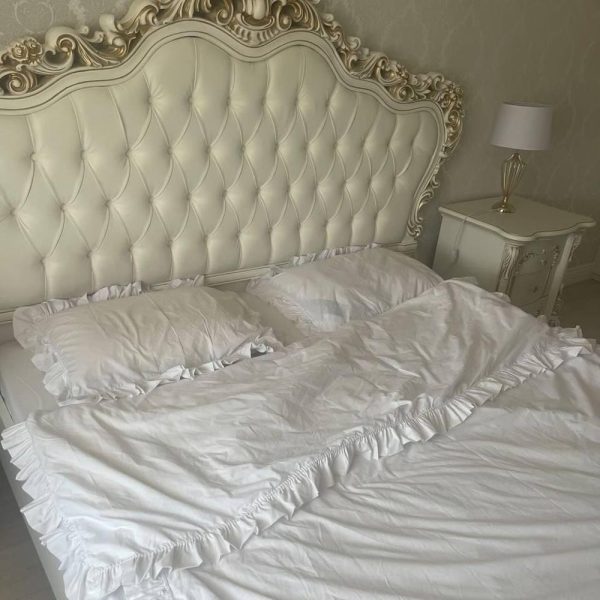 Ruffle Bedding White 100% Cotton Bedding Set 4 pcs Duvet Covers, Pillow Cases, Fitted Sheets. Custom Size