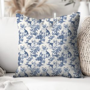 Corgi French Toile Pillow – Toile de Jouy Pembroke Welsh Corgi Dog Pillow INCLUDES INSERT Throw Cushion Gift for Corgi Mom Decorative Pillow