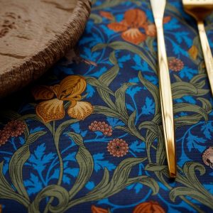 Custom Size Cotton Tablecloth, Square Round or Rectangle Table Cover, Blue Iris  by William Morris, Mother’s Day Gifts