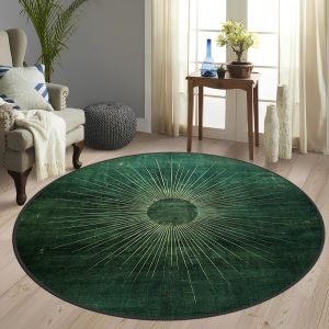 Mid Century Boho Round Rug, Stylish Contemporary Abstract Round Rug, Unique Large Rug, Modern Minimalist Rug, Home Decor Rug for Living Room