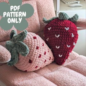 Crochet Small Strawberry Pillow Pattern PDF