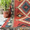 Turkish Runner Rug, Wide Runner Rug For Kitchen, Midnight Blue, Vintage Hall Rug, Antique Floral, Entrway Carpet, Custom Oushak, Navy White