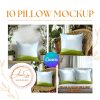 5 Pillow PNG Mockup Bundle, White Throw Pillow Mockup Edit in Canva, Photoshop, 5 Mock up Bundle, Minimal Mockups, Modern Mockups
