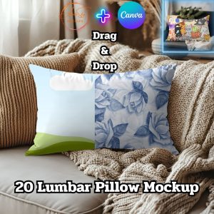 Lumbar Pillow Mockup for Canva | Editable Pillow Design Template | Digital Pillow Mockup for Designers