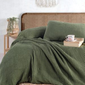 Cotton Waffle Blanket, King Bed Cover, Soft Bedspread, Organic Waffle Blanket, Premium Bedding