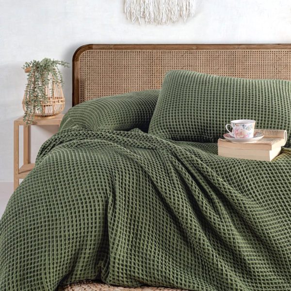 Cotton Waffle Blanket, King Bed Cover, Soft Bedspread, Organic Waffle Blanket, Premium Bedding