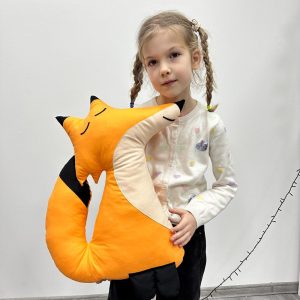 Fox Cuddle Pillow – Soft Plush Toy, 100% Cotton, Perfect for Kids & Home Decor, 50cm