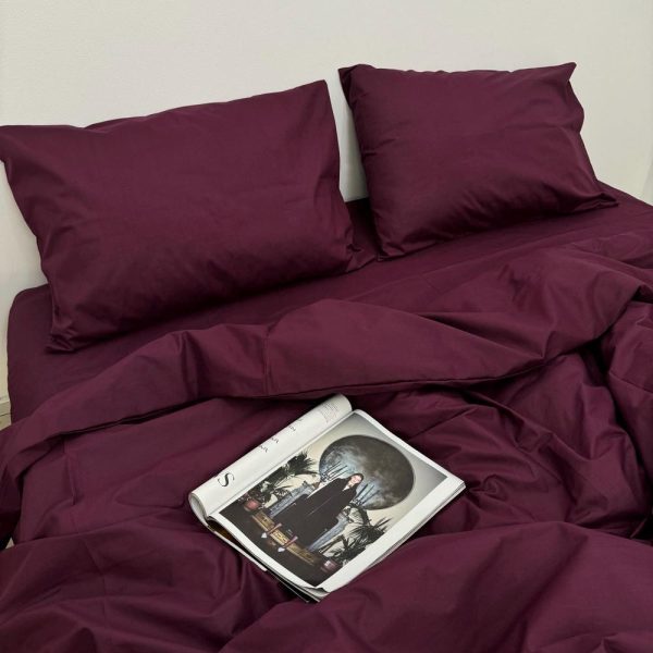 Burgundy Bedding – Set 4 pc – Duvet Cover, Flat or Fitted Sheet,Pillow Case. Full, Twin, Double, Queen, King, Custom Size