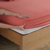 Stone-Washed Linen Bedding Set: Duvet Cover with 2 Pillowcases in Raspberry