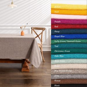 Small Size Rectangle Tablecloth | Custom  Linen Textured Stain Resistant Table Cover | Spill-Proof & Scratch Resistant