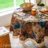 Cotton Linen Tassel Tablecloth, Round Tablecloth, Rectangle Tablecloth, Square Tablecloth, Grid Tablecloth, Orange, Yellow, Blue, Green
