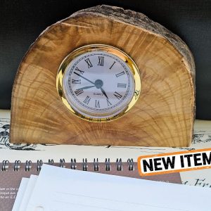Figured ash desk clock