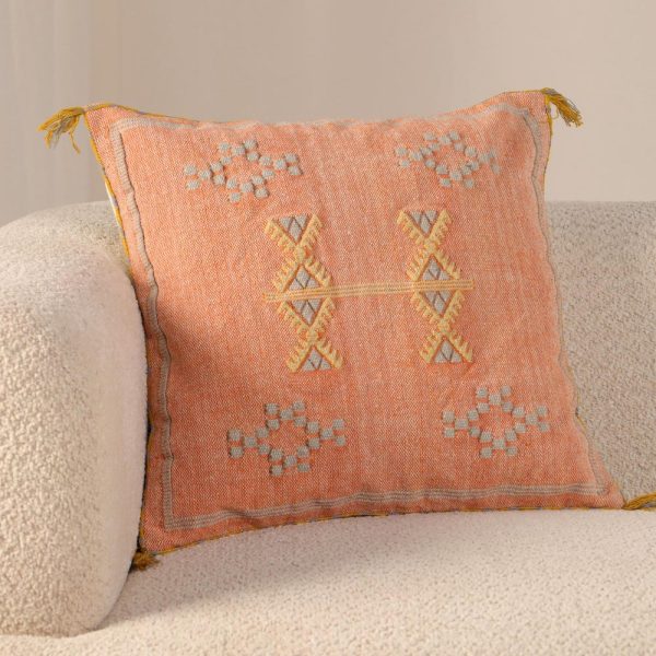 Moroccan Cactus Silk Cushion | Repurposed Cactus Silk Throw Pillow Cover | 50x50cm Accent Pillow for Moroccan Decor