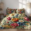 Linen bedding set. King or Queen size duvet cover with button closure and 2 envelope pillow cases in natural undyed color