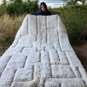 Luxurious Handwoven Wool Moroccan Rug – Soft Ivory Texture for Home Decor, Handmade Rug, White Pink Rug, Moroccan Carpet, Beni Ourain Rug