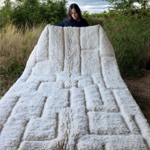 Luxurious Handwoven Wool Moroccan Rug – Soft Ivory Texture for Home Decor, Handmade Rug, White Pink Rug, Moroccan Carpet, Beni Ourain Rug