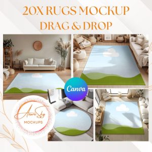 20X Rug Mockup Bundle for Canva | Interior Design Templates for Rug Sellers | Customizable Rug Display | Digital Download