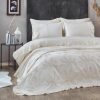 Cream Organic Cotton Bedspread, Turkish Cotton Throw Blanket, Queen Size Bedspread, Plaid Striped Large Throw, Farmhouse Decor