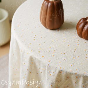 Cotton Tablecloth, Embroidered Floral Yellow Daisy tablecloth, Square Tablecloth, Oval Tablecloth, Round Tablecloth, Rectangular Tablecloth