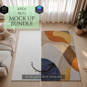 Area Rug Mockup Bundle -Home Decor Mockups -10 Mockup Designs -Customizable Home Decor -Room Carpet Mockup -Rectangular Rug -Canva Template