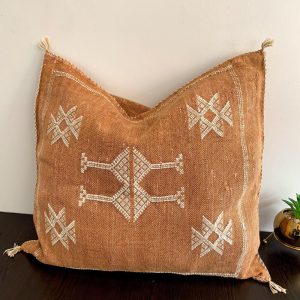 Moroccan Cactus Silk PIllow Case, Brown Cactus Silk Cushion, Moroccan Throw Pillow Cover,Boho Home Decor PIllow,Berber Sabra Pillow Case