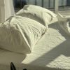 Stripe Blue Bedding Set: Duvet Cover, Pillowcases, Flat or Fitted Sheet – Custom Sizes Available