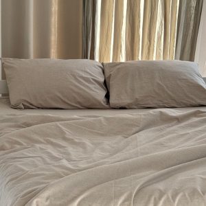 Premium Cotton Bed Set: Duvet Cover, Pillow Cases, Bed Sheet, Eco-Friendly Minimalist Bedroom Decor, 100% Natural Wrinkle-Free Bedding Set
