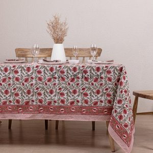 Blue Indian Block Print tablecloth, Floral Cotton Table Cover, Table Cloth Runner Napkins Set , Farmhouse Tablecloth , Gift For Housewarming