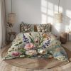 Romance Lace Cotton Bedding Set, Beige White Duvet Cover, Soft Flat Sheet, Princess Ruffle Duvet Cover Set, Bedding Aesthetics
