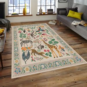 Animal Print Rug,Tropical Jungle Rug,Kids Rugs,Rug For Kids Room,Animal Design Rug,Floor Rug,Nursery Kids Rug,Jungle Rug,Animal Theme Rug