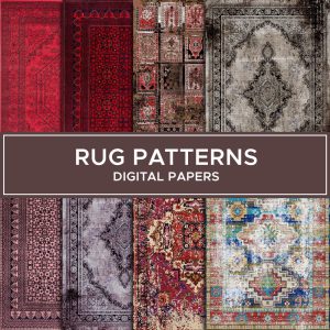Printable Rug Digital Papers, Carpet Digital Paper, Rug Pattern, Digital Downloads