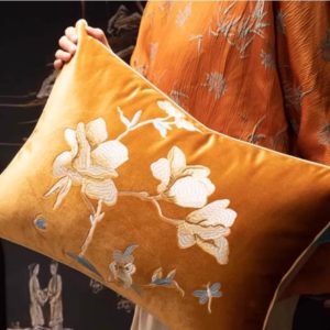 Embroidered Velvet Throw pillow Cover, Oriental Pillow,Floral  Pillowcase , lumbar square pillow covers,