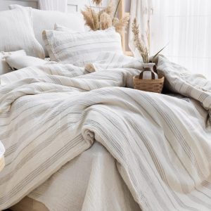 Turkish Cotton Muslin Duvet Set, %100 Cotton Bedding Set, King Size Bed Linen Set, Cotton Quılt and Pillow Cover, King Size Comforter Set