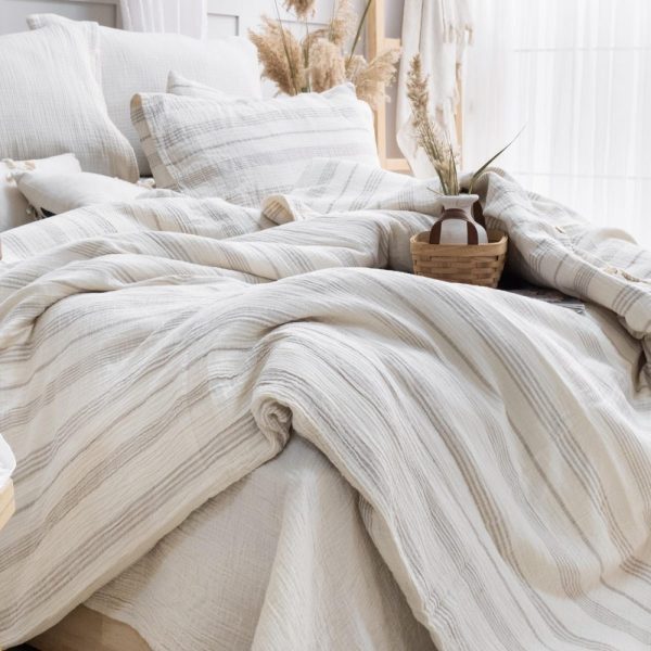 Turkish Cotton Muslin Duvet Set, %100 Cotton Bedding Set, King Size Bed Linen Set, Cotton Quılt and Pillow Cover, King Size Comforter Set