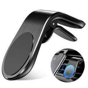 L-Shaped Magnetic Car Phone Mount – Premium Aluminum Alloy Vent Clip | 360 Degree Rotation | Hands-Free Magnetic Phone Holder (5 Colors)