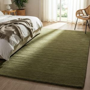 Olive Green Hand Tufted Rug Handmade Wool Rugs Solid Plain Area Rug 5×7, 8×10, 9×12, 10×14 Living room, Bedroom Runner for Kitchen Hallway
