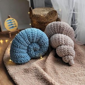 Ocean Pillow, Ammonite Crochet Shell, Seashell Cushion, Beachy Pillows, Shell Ammonite Pillow, Nautical Decor