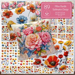 Flower Pillow case Bundle Sublimation throw pillows design Wildflower Pillow Set PNG Digital Design