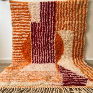 Orange Striped Moroccan rug , Rugs for Living room , Custom handmade rug , Wool Berber rug , Orange Beni ourain rug , Moroccan rug 10×14