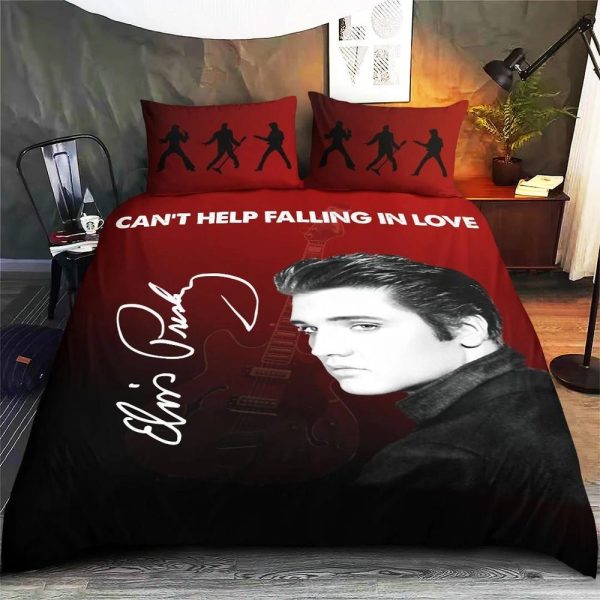 Elvis Presley Bedding Set, King Of Rock Bed Set, Custom Name Duvet Set, Rock N Roll  Duvet Set, Gift For Elvis Fans, Home Decor